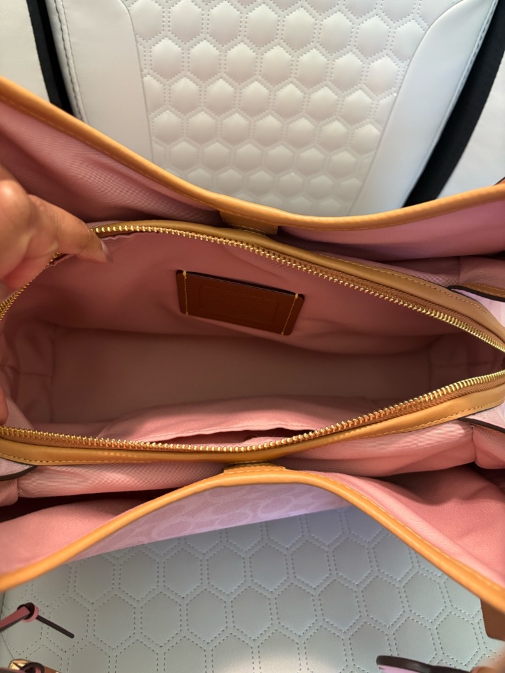 Powder Pink Coach Outlet Erin Shoulder Bag In Signature Canvas With Charms - Picture 5 of 8